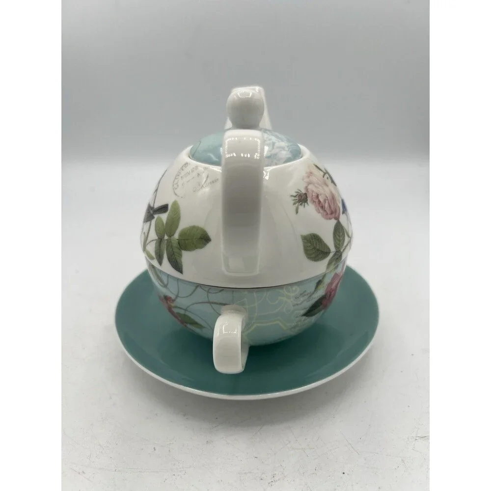 Grace Teaware Robin's Rose Garden Fine Porcelain Tea For One Set